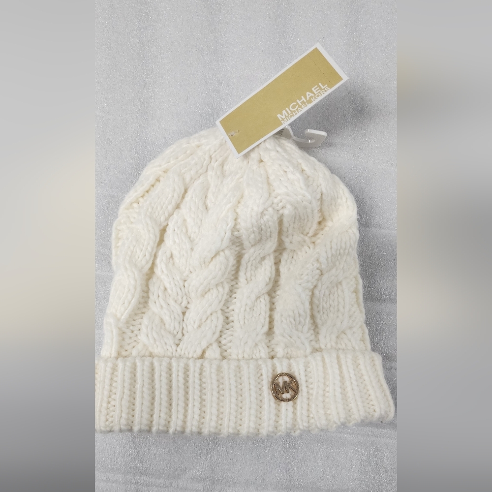Michael Kors Cream Women's Moving Cables Knit Hat